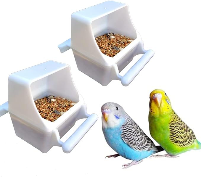 2Pcs Bird Cage Feeder Removable Parret Hanging Seed Feeder Bird Dishes cage Bowl for Cage Finch Cockatiel Conure Parakeet Lovebird
