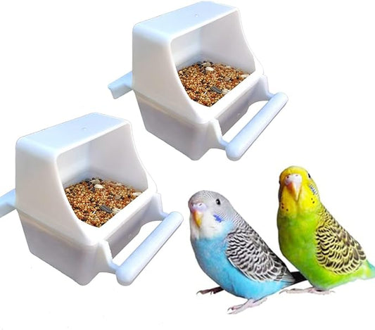 2Pcs Bird Cage Feeder Removable Parret Hanging Seed Feeder Bird Dishes cage Bowl for Cage Finch Cockatiel Conure Parakeet Lovebird