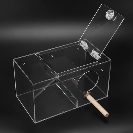 Pssopp Parakeet, Cockatiel, Budgie, Lovebirds Breeding Box - Transparent Acrylic Bird Cage - Portable, S Size