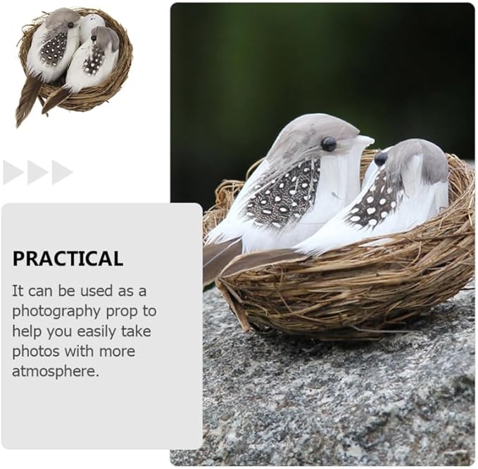 3 Set Artificial Bird Nest with Foam Eggs Simulated Twig Birds Nest Decoration for Easter Garden and Home Ornament