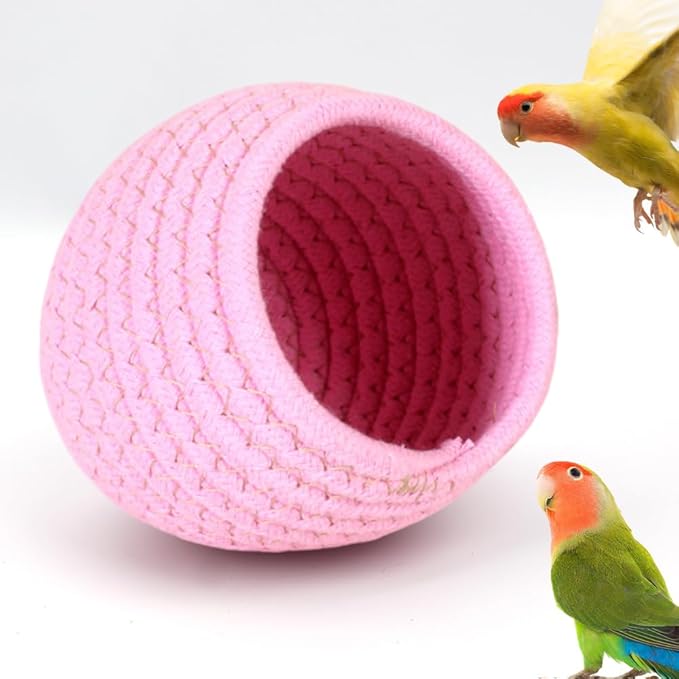 DQITJ Bird Warm Nest Handmade Cotton Rope Cage Sleeping House for Small Bird Parrot Budgie Conure Lovebird Finch Parakeet Cockatiel