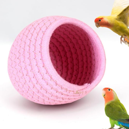 DQITJ Bird Warm Nest Handmade Cotton Rope Cage Sleeping House for Small Bird Parrot Budgie Conure Lovebird Finch Parakeet Cockatiel