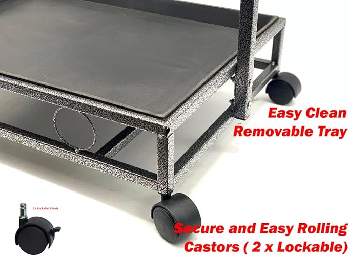 Large Wrought Iron Parrot Bird Play Stand Removable Easy Clean Tray Perch Play Gym Play Ground Stainless Feeder Cups Rolling Stand On Lockable Wheels