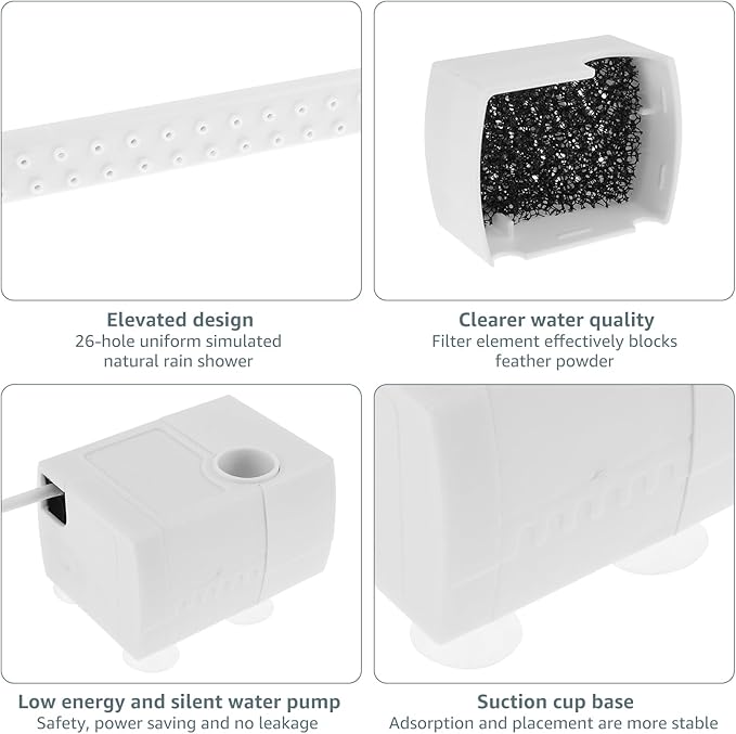 Parrot Bathtub, Automatic Bird Bath Shower with Circulating Faucet, Electric Cockatiel Bathing Pool for Pet Bird, Automatic Circulating Water Birds Shower for Budgie Lovebird, Birds Cage Accessory