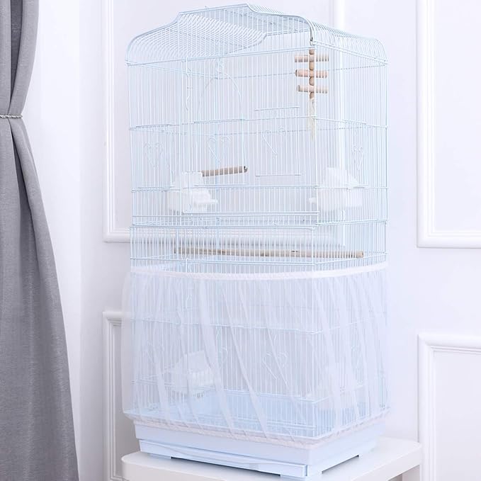 Ipetboom Universal Bird Cage, 61.02 X 11.81 Inches White Bird Cage Net Cover, Parrot Nylon Mesh Net Cover, Lightweight and Breathable for Pet Use