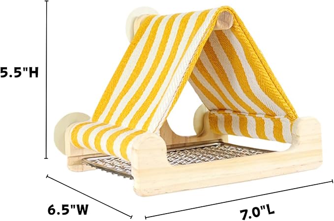Bird Tent Wooden House with Stainless Steel Bottom Bird Nest for Parakeet Parrot Hideaway Cave Snuggle Hut Cage Accessories for Budgie,Conure,Lovebird,Cockatiel (Yellow)