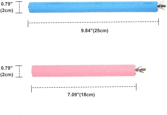 Bird Cage Perch Parrot Sand-Surface Stand 2Pack Grinding Wood Stick Platform Molar Toy Branch for Macaw African Greys Budgies Cockatoo Parakeet Cockatiel Conure Lovebirds