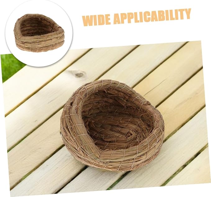 Woven Straw Bird Nest for Egg Laying Comfortable Backyard Bird Coop Nesting Box Easy Clean and Assemble Multi-Functional Poultry House Accessory 5.90X5.51X4.33In