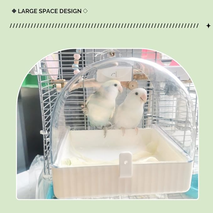 Bird Bath Cage, Cleaning Pet Supplies Cockatiel Bird Clear Bathtub with Bottom Drawer for Little Bird Parrots Spacious Parakeets Portable Shower for Most Birdcage