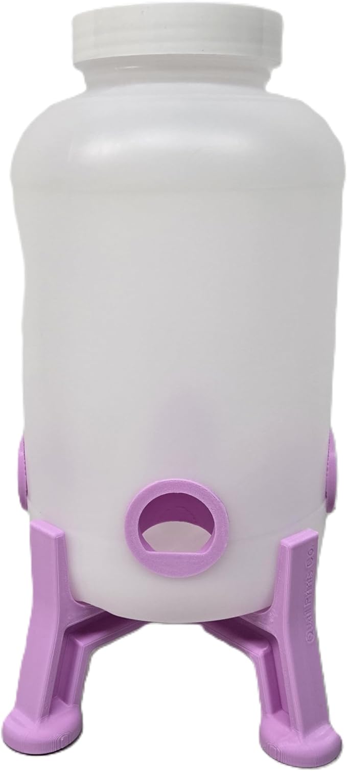 Quail Feeder Container with Feeding Ports and Stand | Ports are 3D Printed | Made in USA (4-Quart, Lavender)