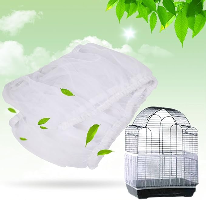 Bird Cage Cover, Breathable Washable Mesh Seed Catcher Seed Catcher Guard Net Covers Large Size Bird Cage Good (4 Colors)