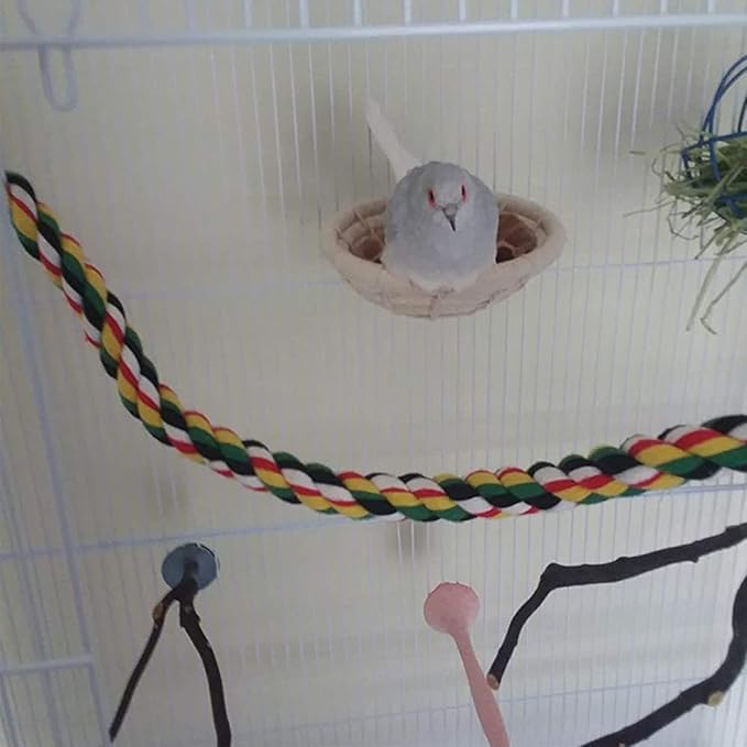 Orgrimmar Handmade Cotton Rope Bird Nest Breeding Nest Hatch House Cage for Budgie Parakeet Cockatiel Parakeet Conure Canary Finch Lovebird Small Parrot (1 PC)
