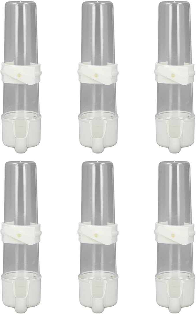Pet Bird Hanging Water Feeder, 6Pcs EcoFriendly Automatic Bird Cage Water Feeder for Finches (150ml)