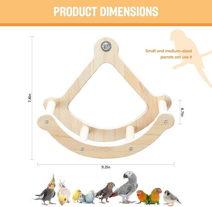 Bird Stand Perch Toy,Interactive Rocking Parakeet Toy and Perch, Wooden Exercise Wheel Cockatiel Toy, Intelligence Puzzle Enrichment Toys,Bird Playground Play Stands for Conure Budgie(A)