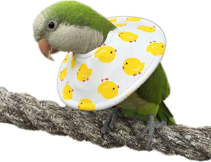 Adjustable Bird Collar - Recovery Collar Parrot Elizabeth Collar for Feather Plucking Feather Protector Shield with Soft Padded Cotton Neck Cone Anti-bite Anti-Licking Wound Healing (4XL,Yellow)