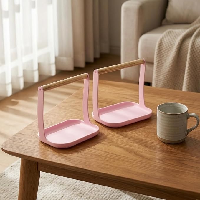 LUOZZY 2Pcs Bird Training Stand Wooden Birds Stand Toys Tabletop Perch Shelf Training Playground for Parakeets Conures Lovebirds Cockatiels, Pink