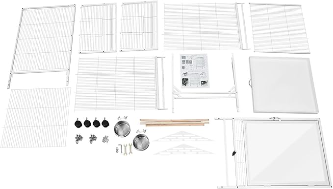 Large Bird Cage, Movable Pet Bird Flight Cage with Wheels(2 Brakes) Openable Top, Pull-Out Tray, Feeder Bowl, Panorama Bird Aviary 18x18x53.5in for Cockatiel Budgerigar Lovebird(White Style3)