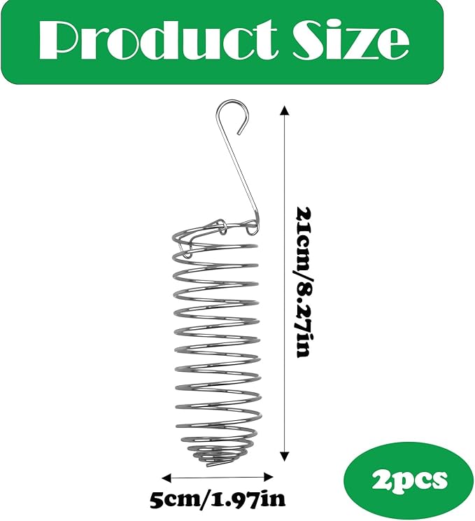 2 Pack Millet Holder for Bird Cage, Stainless Steel Parrot Foraging Toy Feeder, Hanging Spray Millet Treat Holder Bird Fruit Vegetable Basket for Parakeet Cockatiel Conure African Grey Lovebird