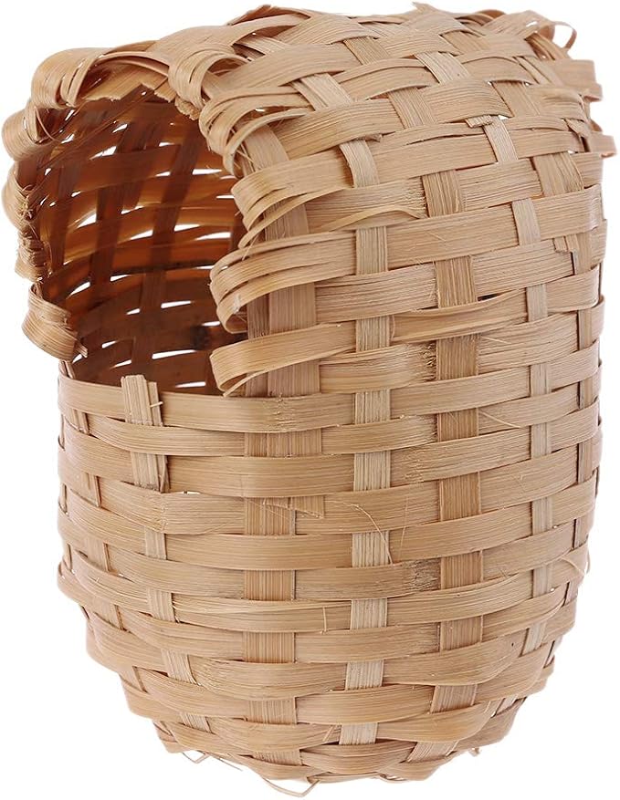 Natural Bamboo Covered Breeding Nest Hut Bird House Finch Hideout Cage Toy Outdoor Hut Shelter for Birds Hand Made