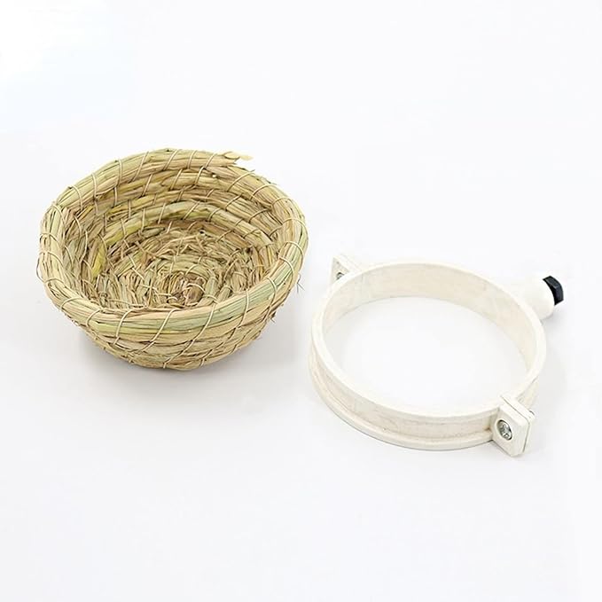 Bird Breeding Nest Bed for Parakeet Cockatiel Canary Lovebird and Small Parrot Cage Hatching Nesting Box (Straw)