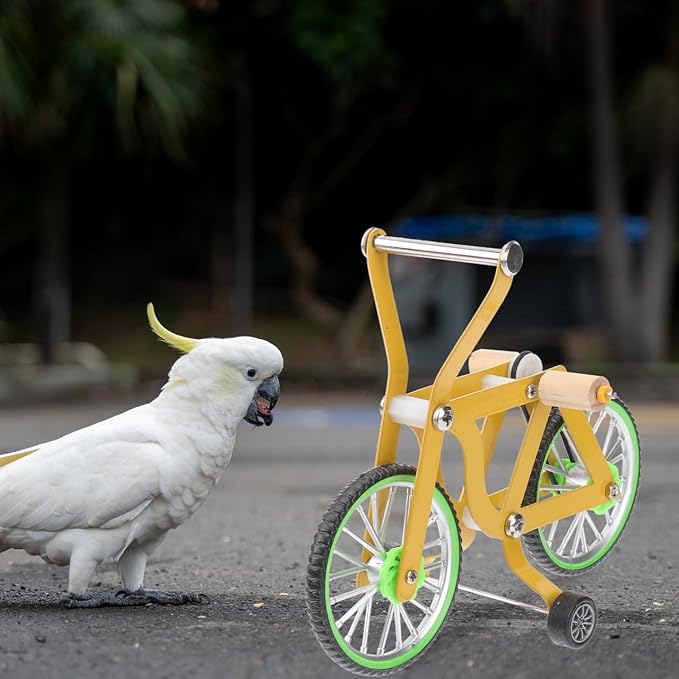 Parrot Bike Toy 6.10In Educational Bird Training Toy Interactive Bicycle for Parrot Intelligence and Exercise