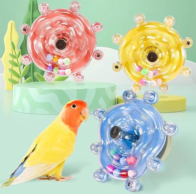 Windmill Roller Parrot Toy Bird Toys Bird Cage Accessories Parakeet Toy Chewing Toy for Conure Cockatiel Budgies Lovebird Parrotlet Sun Conure Budgie Mini Macaw Small Medium Birds (Red)