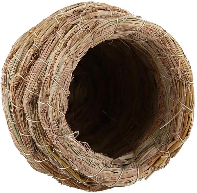 Straw Bird Nest?YOUTHINK Straw Bird Nest Straw Woven Bird Nest Handwoven Birdcage Hanging Bird House Outside Hummingbird House for Parakeet Cockatiel
