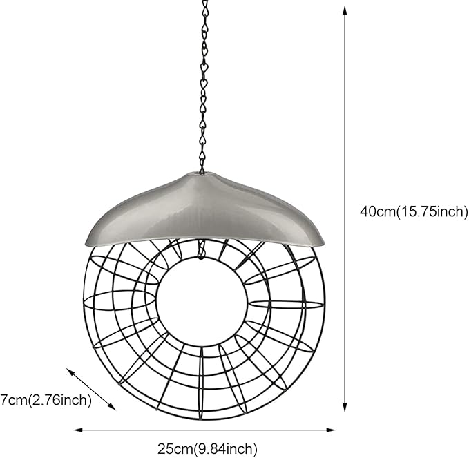 Fat Ball Stand, Fat Ball Feeder for Bird Feeder, Hanging Round Shape Metal, Food Ring Dispenser with Lid