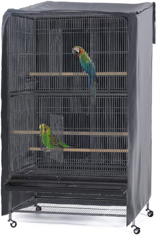 PONY DANCE Pets Product Universal Birdcage Cover Blackout & Breathable Birdcage Cover for Pets' Good Night, Large, Grey, 35 L x 25 W x 47 in H