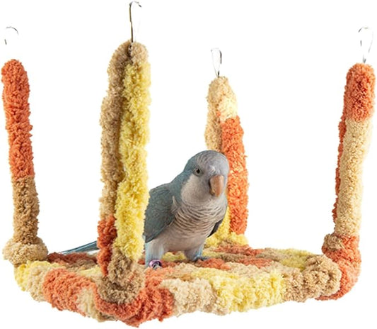 Bird Plush Perch Swing Four Season Warm Hammock Nest Bed for Parrot Budgie Parakeet Cockatiel Lovebird