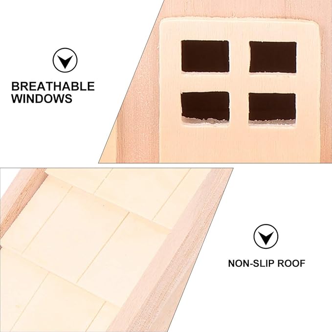 Milisten Wooden Bird Nest Ornament with Double Window Wide Entrance Unfinished DIY Painting Craft Bird House for Outdoor Garden Small Birds Bed Hut 6.88X5.51X5.11In