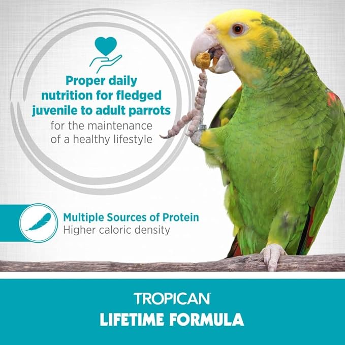 HARI Tropican Bird Food, Hagen Parrot Food with Peanuts & Sunflower Seeds, Maintenance Parrot Granules 2 mm, Lifetime Formula, 1.8 lb Bag
