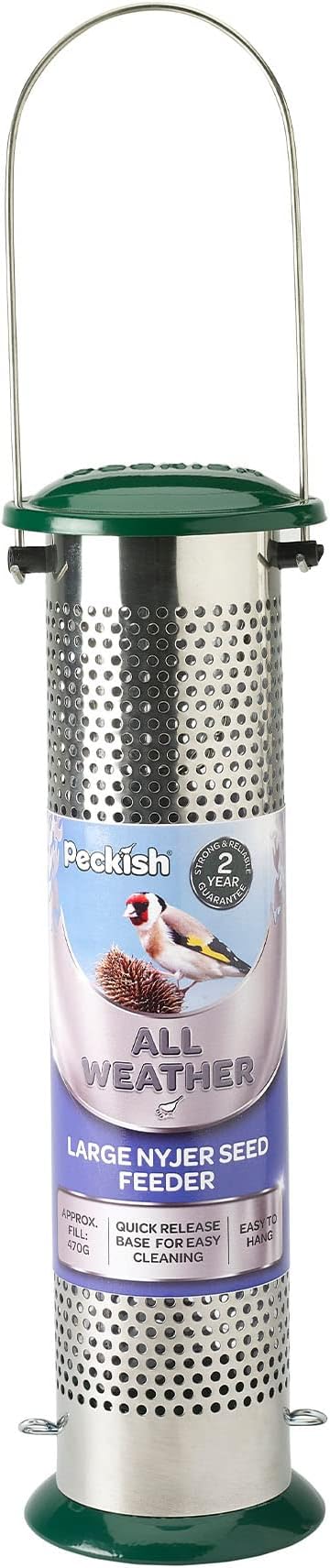 Peckish All Weather Metal Nyjer Seed Bird Feeder, Large