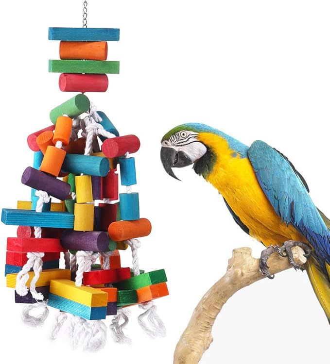 KINTOR Bird Chewing Toy for Large and Medium Parrots, Cage Bite Toy for African Grey, Macaws, Cockatoos, Eclectus, Amazon Parrots (26.5 Inch Long)