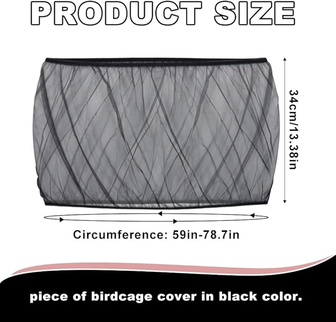 Bird Cage Seed Catcher, Bird Cage Mesh Guard Netting, Birdcage Seed Guard Skirt, Parakeet Cage Skirt for Round Square Cages (Black, XL)