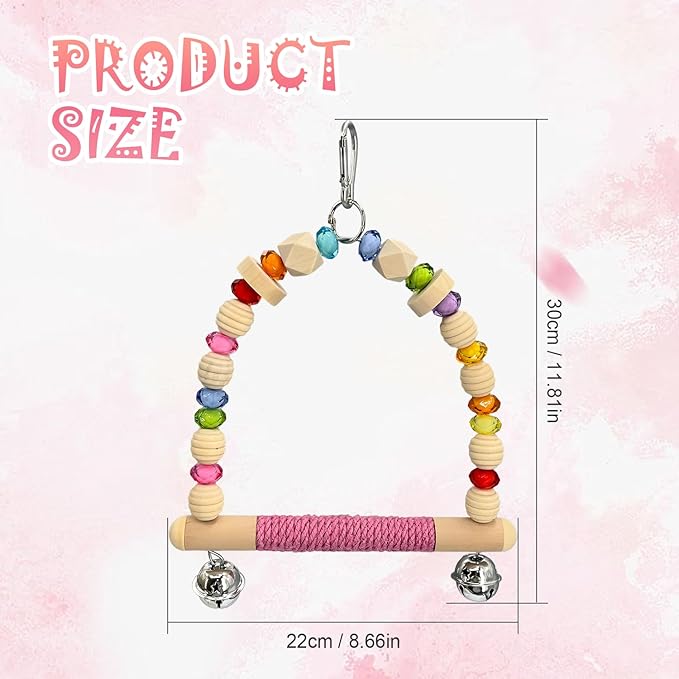 Bird Swings Toys for Parrot Parakeets – Natural Hanging Chew Toy for Conures, Budgerigars, Finches, Lovebirds, Parrots and Small Moderate-Sized Birds