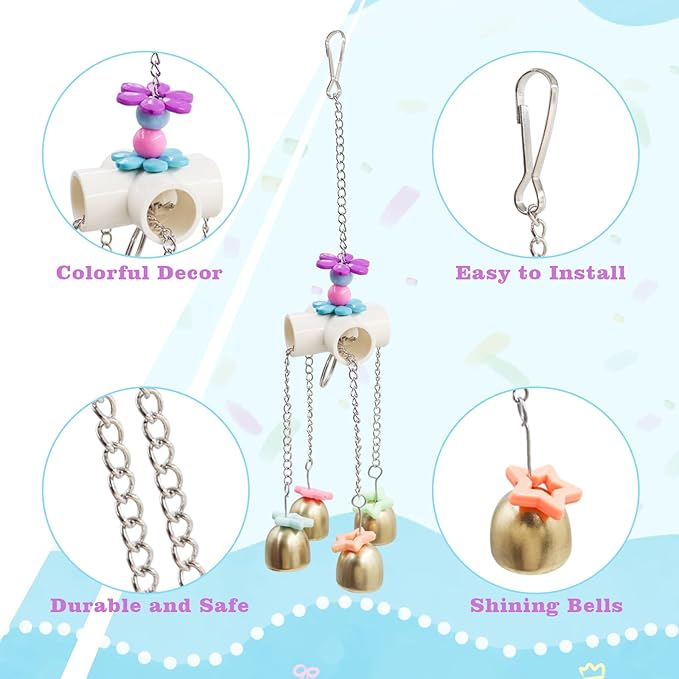 2 Packs Chicken Enrichment Toys with Colorful Decor and Shining Bells, Chicken Toys for Coop Accessories, Play Stuff for Chickens to Peck, Poultry Coop Accessories for Chckens, Hens, Ducks, Geese