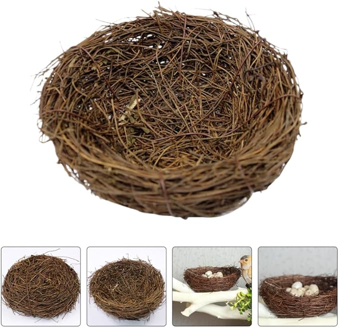 Bird Nest Rattan Nest Craft for Home and Garden Decoration 6Pcs Coffee Color Perfect for Easter and Rustic Decor