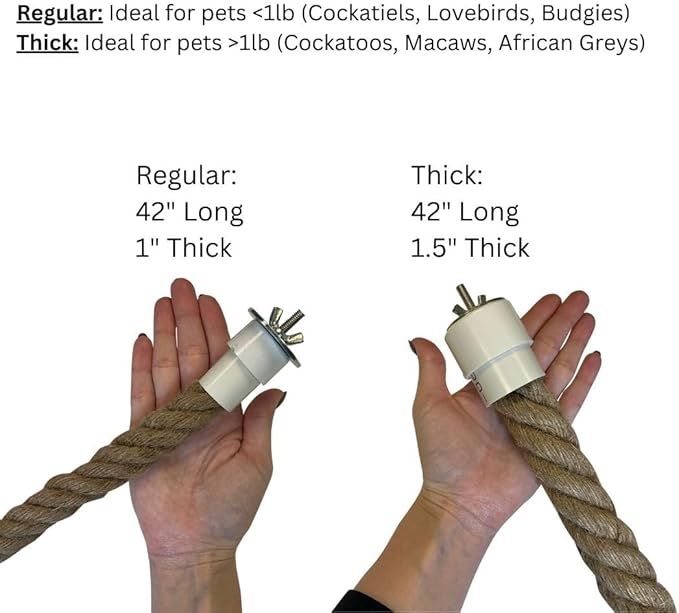 42 Inch Natural Rope (Thick) - Thick Flexible Bendable Climbing Rope Perch Cage Accessory Toy - Sugar Gliders, Squirrels, Degus, Marmosets, Monkeys, Parrots, Birds, Rats & Other Small Pets