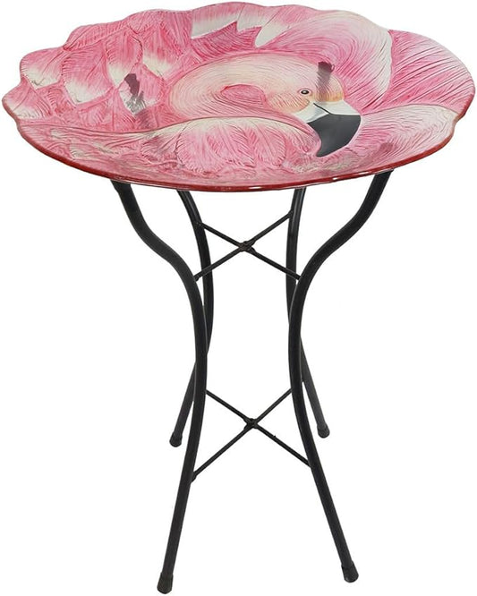 Briarwood Lane Flamingo Glass Bird Bath