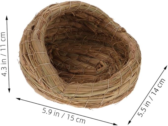 Woven Straw Bird Nest for Egg Laying Comfortable Backyard Bird Coop Nesting Box Easy Clean and Assemble Multi-Functional Poultry House Accessory 5.90X5.51X4.33In