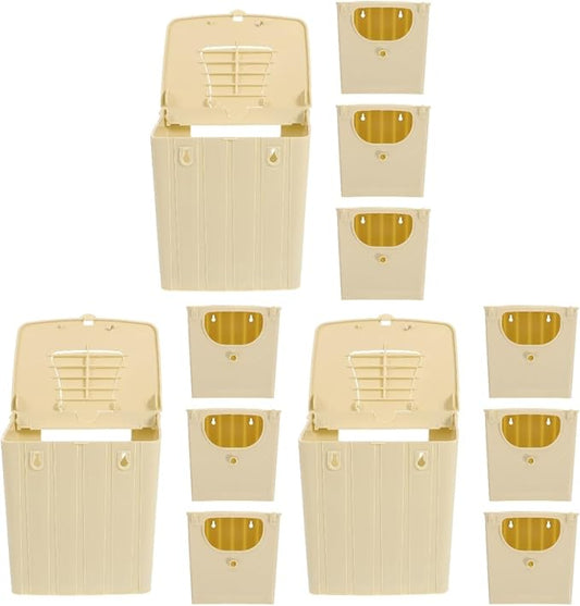 POPETPOP 12Pcs Bird Breeding Box - Cockatiel, Parrot, Finch Nesting House, Plastic Birds Nest, Smooth Touch, Easy to Clean