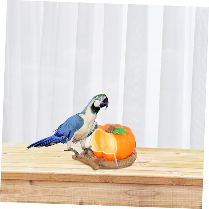 FOMIYES 1pc Pumpkin-Shaped Parrot Feeding Box Bird Food Container for Birdcage Convenient Easy to Fill Bright Colors Attract Birds Dual Function for Food All Cages