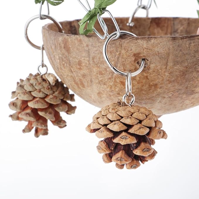 Bird Natural Coconut Nest Sugar Glider Hanging Swing Toy with Coconut Fiber Mat for Small Bird Parrot Parakeet Sugar Glider