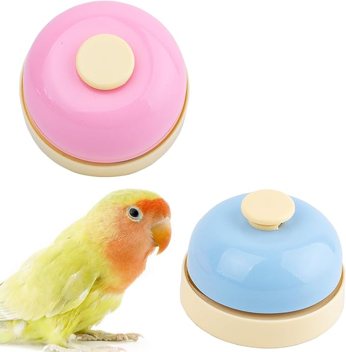 FlidRunest Bird Bell Toys, 2 Pack Parrot Training Bell, Bird Tell Bell, Pet Training Bell Toy, Bird Stainless Steel Bell for Parrots, Parakeets, Conures, Cockatiels, Dogs