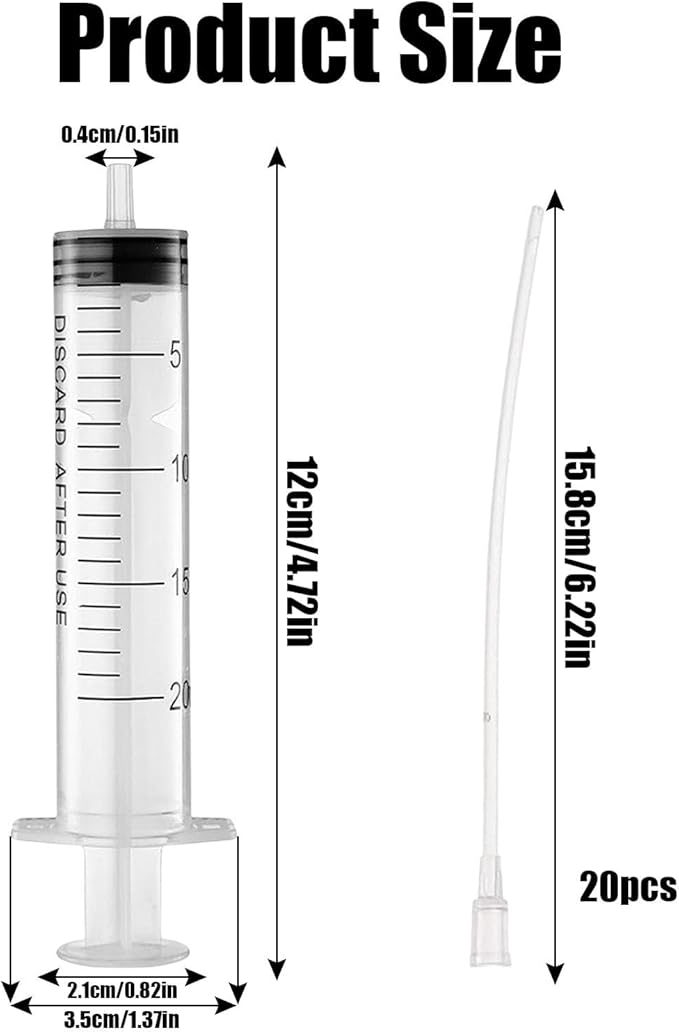 Baby Bird Feeding Syringe Set, Pet Parrot Milk Feeding Syringe with Tubes, Parrot Feeding Tubes Measuring Tools for Feeding Pets Scientific Industrial Labs… (20ml)