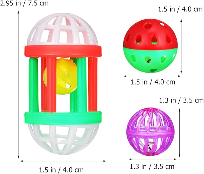 POPETPOP Bird Ball Toy - 12Pcs Plastic Pet Toy for Parakeet, Parrot, Finch Foraging & Preening - Colorful Training Bell Balls