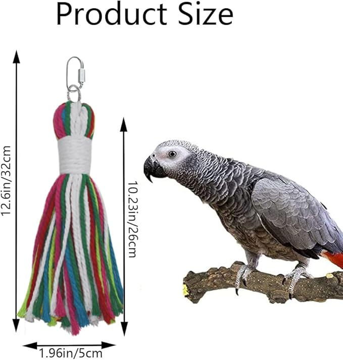 ASOCEA Pet Bird Parrot Colorful Cotton Rope Bite Chew Cage Hanging Toys for Cockatiels Macaws Parrots Small Medium Large Birds Parrots Cage Toys