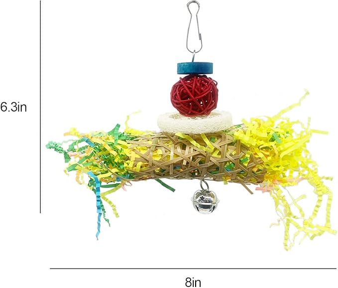 EBaokuup Bird Parrots Shredding Toys Parakeet Chewing Toys Bird Loofah Toys Parrot Cage Shredder Toys Bird Foraging Hanging Toys Bird Accessories for Parrots Lovebird Cockatiel Conure African Grey
