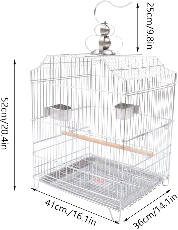 Small Bird Cage, Stainless Steel Parakeet Bird Cage Small Birds Starter Kit Hanging Bird Cages with Stand for Parakeets Lovebirds Parrotlets Finches Canaries